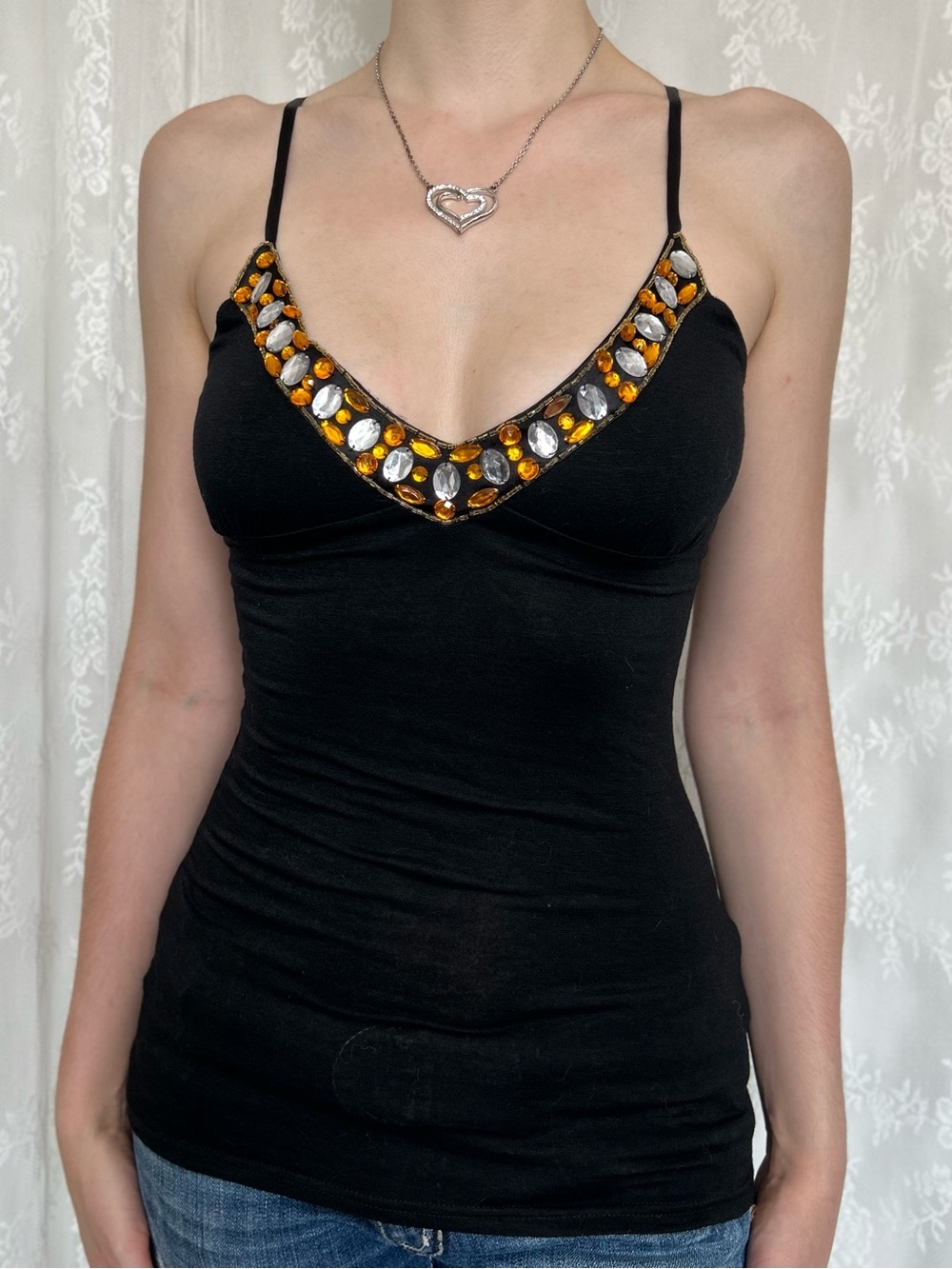 Y2K Whimsygoth Black Beaded Cami